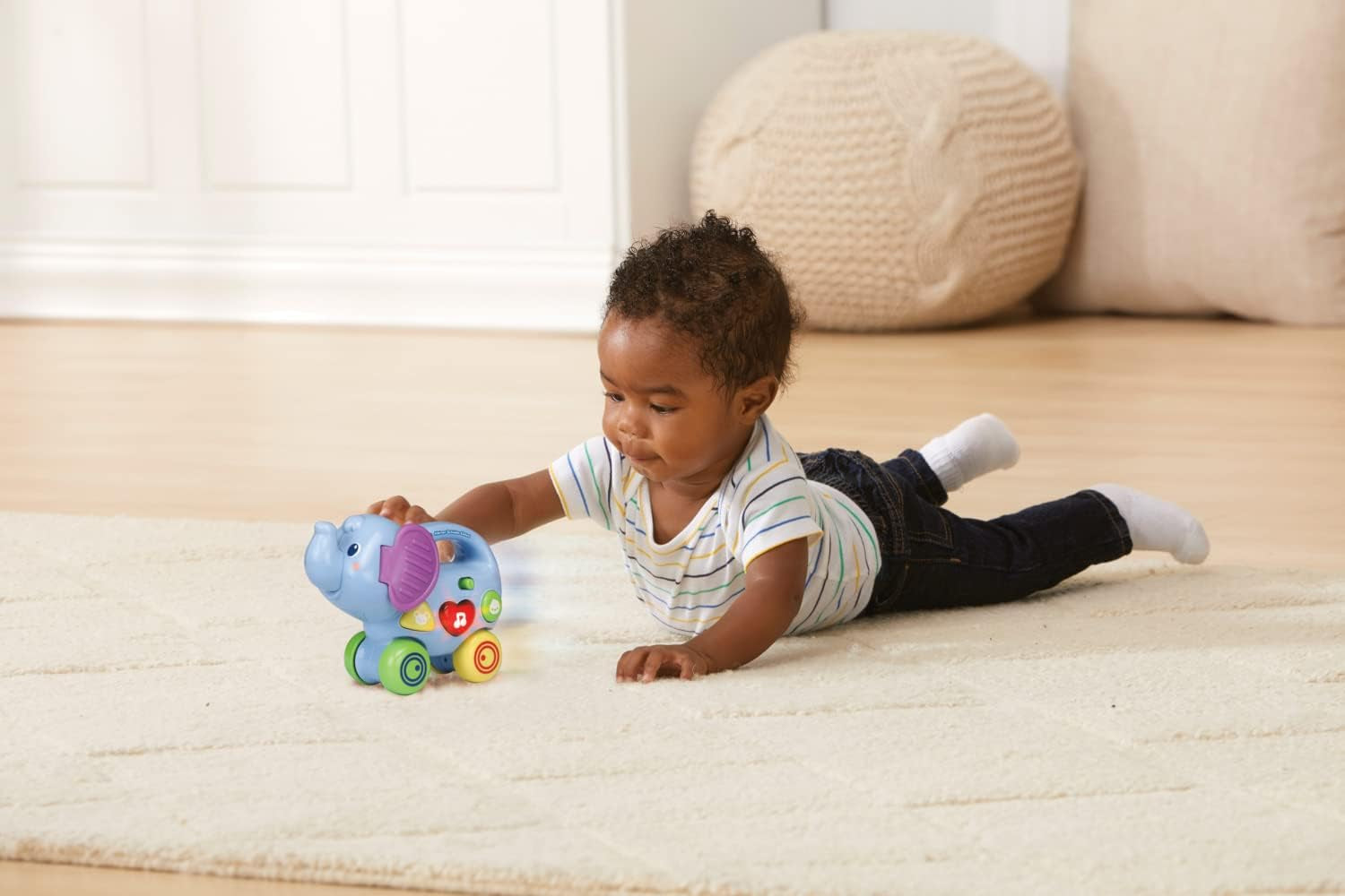 Vtech Baby Little Pushing Elephant - Interaktiv push and play leksak - Med sånger, melodier, meningar och ljud - För barn i åldern 6-36 månader Baby Toys Naty Shop
