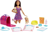 Adoption Barbie Puppy - Docka och 2 valpar, med adoptionscertifikat, färgbyteseffekt, bur och tillbehör, för barn från 3 år och uppåt, 86 HKD