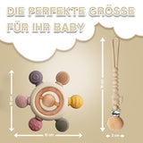 Babybitring med nappkedja - Tandningshjälp - Babyleksak 0-6 månader - Nyfödda Essentials - BPA-fri barnleksak - presentidéer för spädbarn