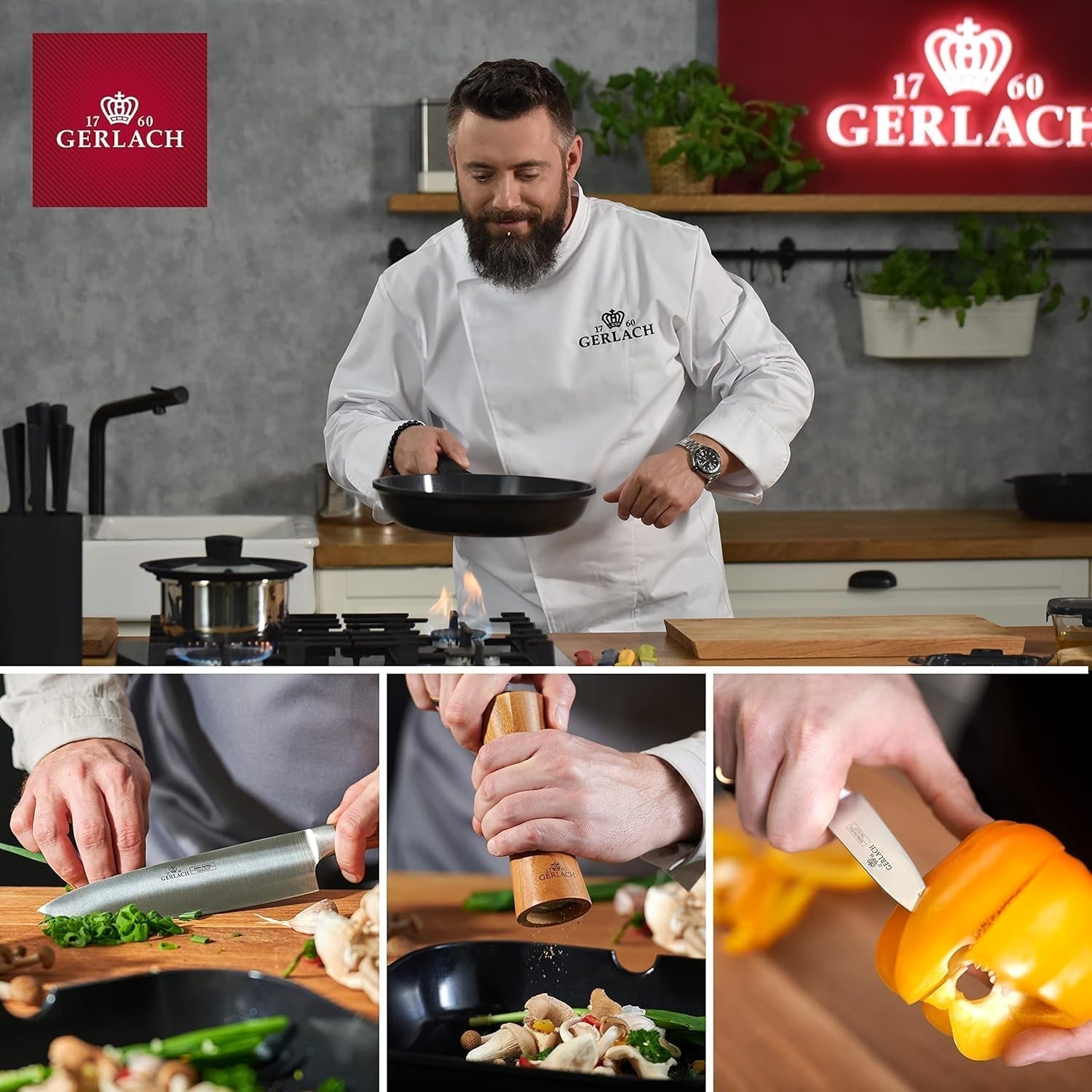 Gerlach Flow Besteck-Set 6 Personen Spülmaschinenfest Essbesteck Besteck Aus Edelstahl Messer Gabel Löffel Teelöffel Tafelbesteck Rostfrei 24 Stk, Silberglänzend Kitchen Naty Shop