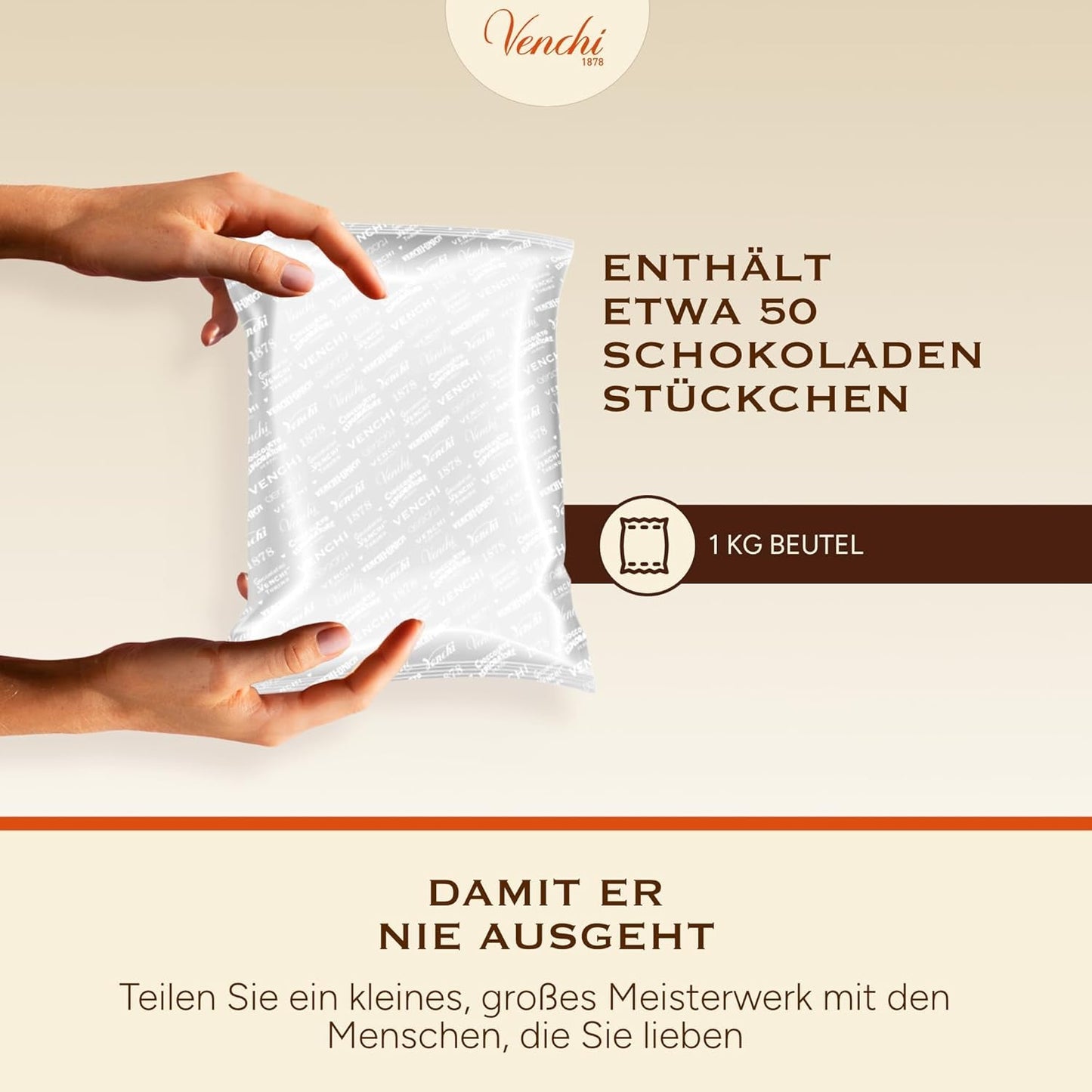 Venchi – Chocoviar Gianduia, praliner i 1 kg påse, Gianduia choklad tillverkad exklusivt med "Piemonte skogshasselnötter", glutenfri, utan konstgjorda färgämnen och utan konserveringsmedel