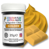 Matfärgspasta Sugarflair Colourflex Extra Paste Golden - Ätbar matfärg för smörkräm, choklad, sugarpaste, glasyr, fondant, kakmixar, deg med mera - 25g