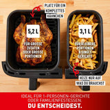 Tefal Dual Easy Fry Hot Air Fryer med två kammare, 5,2/3,1 liters kapacitet, två oberoende lådor, 7 program Hushållsapparater Naty Shop