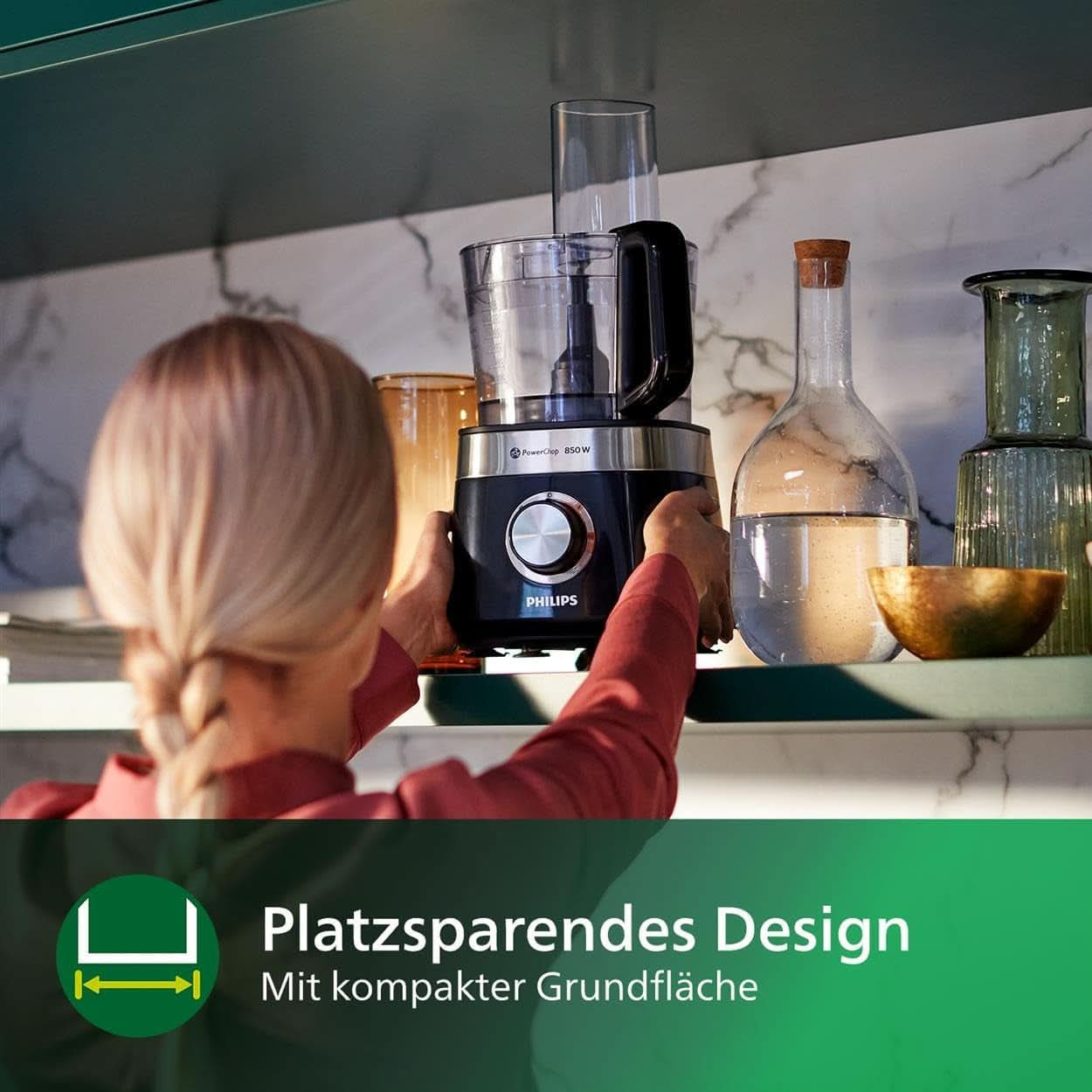 Philips Kompakte Küchenmaschine – 850W, 31 funktioner, 2,1-Liter-Behälter, Powerchop, Edelstahlklinge (HR7530/10) Kitchen Naty Shop