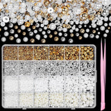 GZMAYUEN 920st Guld Silver Flatback Perlen Für Nägel, Halbrunde Weiße Beige Nail Perlen, Kleine Halbrunde Flatback Perlen Für DIY Nail Art Decor