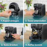 Bosch Tassimo finess TAS162E kapselespressomaskin, 70 drycker, intensivare kaffe med en knapptryckning, automatisk avstängning, hållbar, perfekt dosering, 1400 W, svart/svart