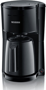 SEVERIN Filter kaffebryggare med termokanna, upp till 8 koppar kaffebryggare, attraktiv filterbryggare med isolerad karaff, svart, 1 liter, KA 9306