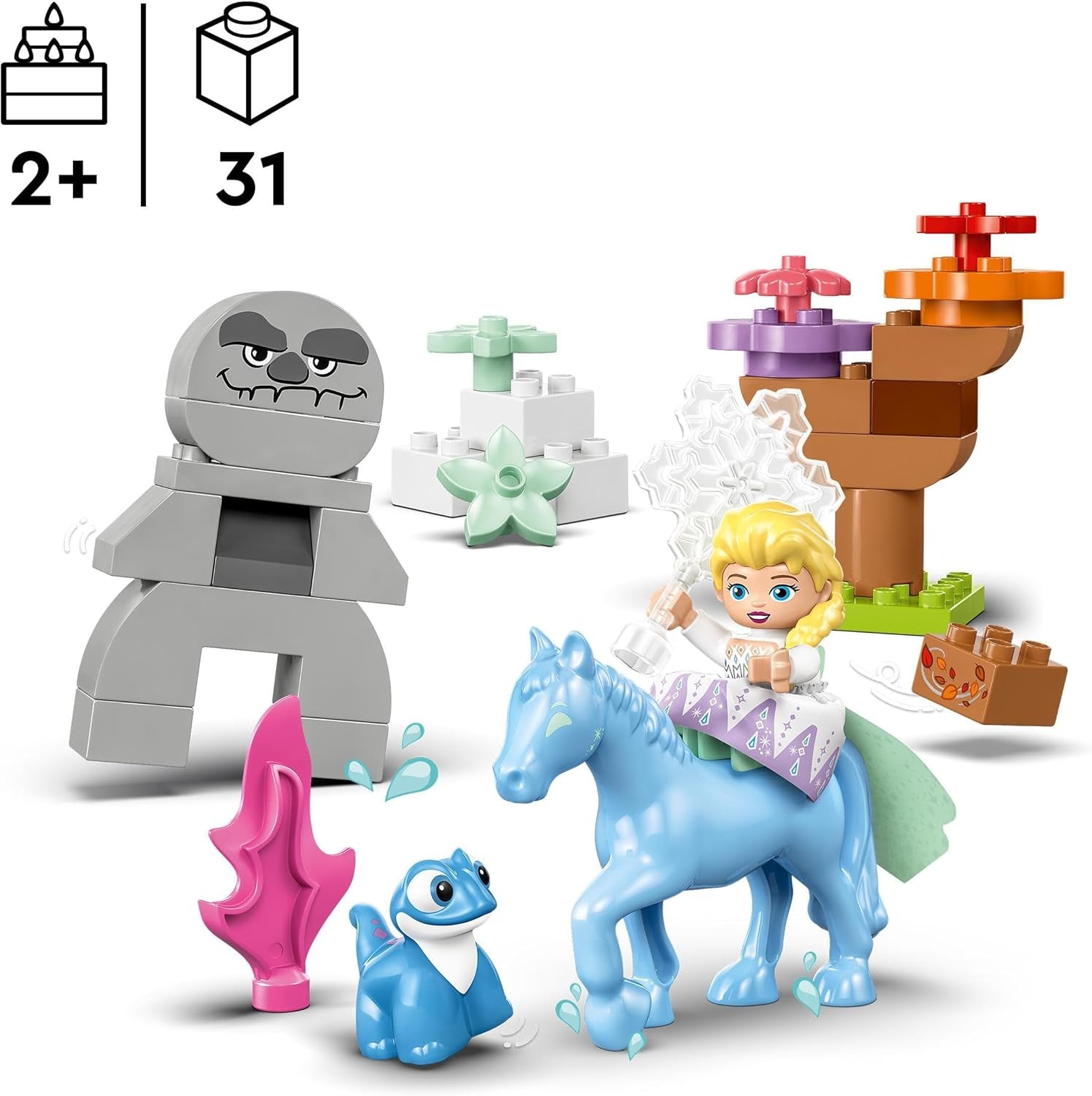 LEGO DUPLO | Disney ELSA och Bruni i den förtrollade skogen, Ice Queen 4-figurer leksak för 2-åringar, förskolepresent för flickor och pojkar 2+ år, baserat på Frozen 2 10418 byggset Beuche den LEGO-Store