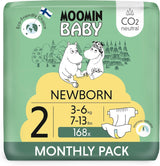 Mumin Baby Eco-blöjor, storlek 3, 5-8 kg, 48 delar, mjuka premiumblöjor | Mjuk och hudvänlig, andas, absorberande, inga onödiga kemikalier |