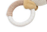 Jollein Baby Teether - Mick - Tandningshjälp - BPA-fri - Stickat hundhuvud - Silikonbitring - Babyleksak - Lindrar tandsmärta