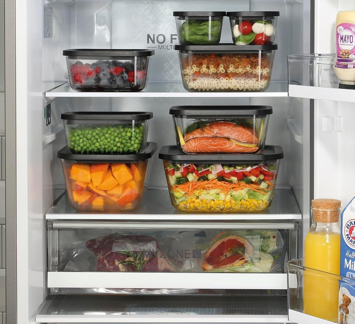 Vakuumsats Küchenprofi EASYFRESH | Set med 7 delar | 1x elektrisk vakuumpump, 1x vakuumburk S, M och L, 3x vakuumpåsar 22x21 cm | borosilikatglas, högkvalitativ plast | beredning och förvaring Matförvaringslådor Naty Shop
