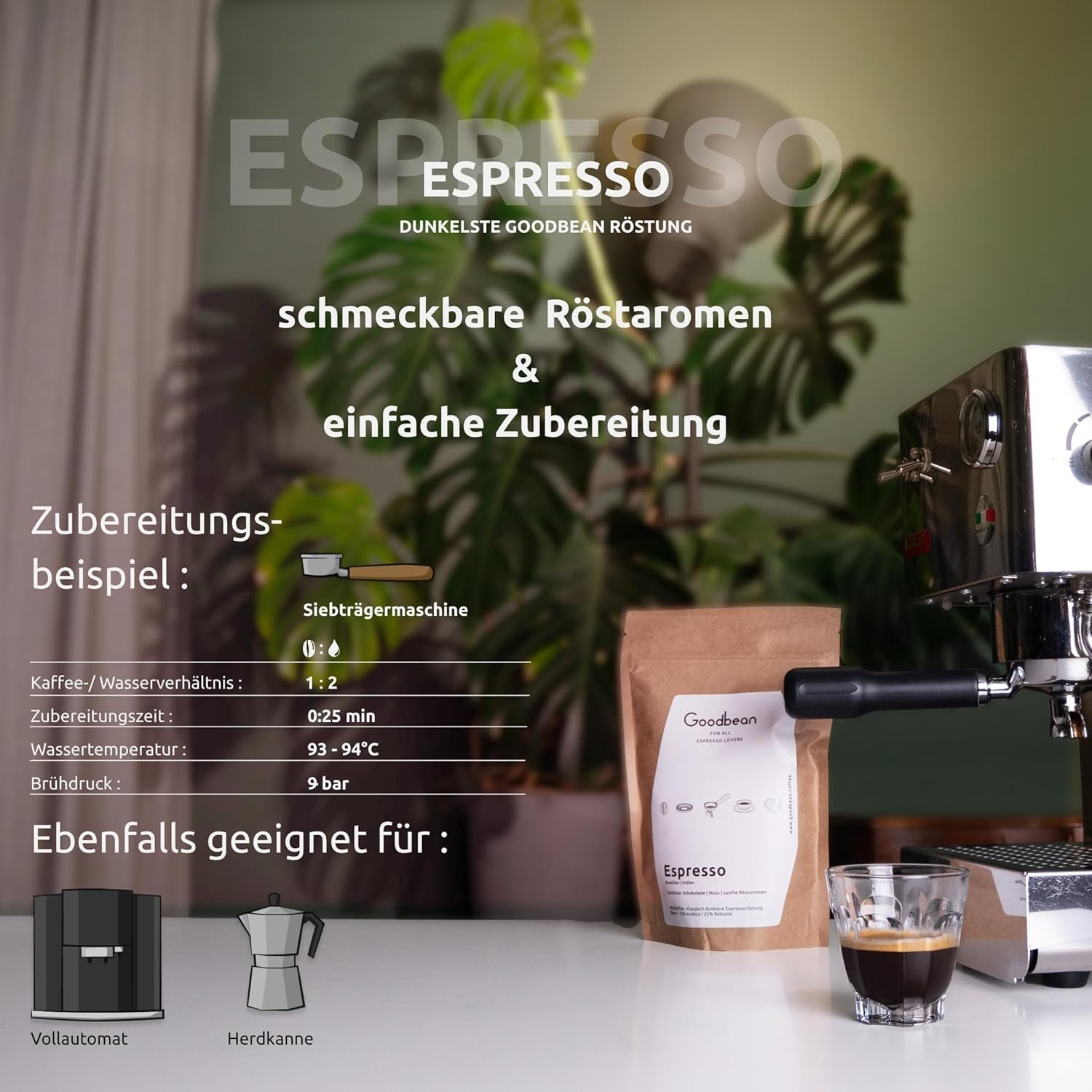 ESPRESSO | Kaffebönor 500g - 100% Arabica | Nyrostad för att göra espresso | Hela kaffebönor | Klassisk kaffesmak