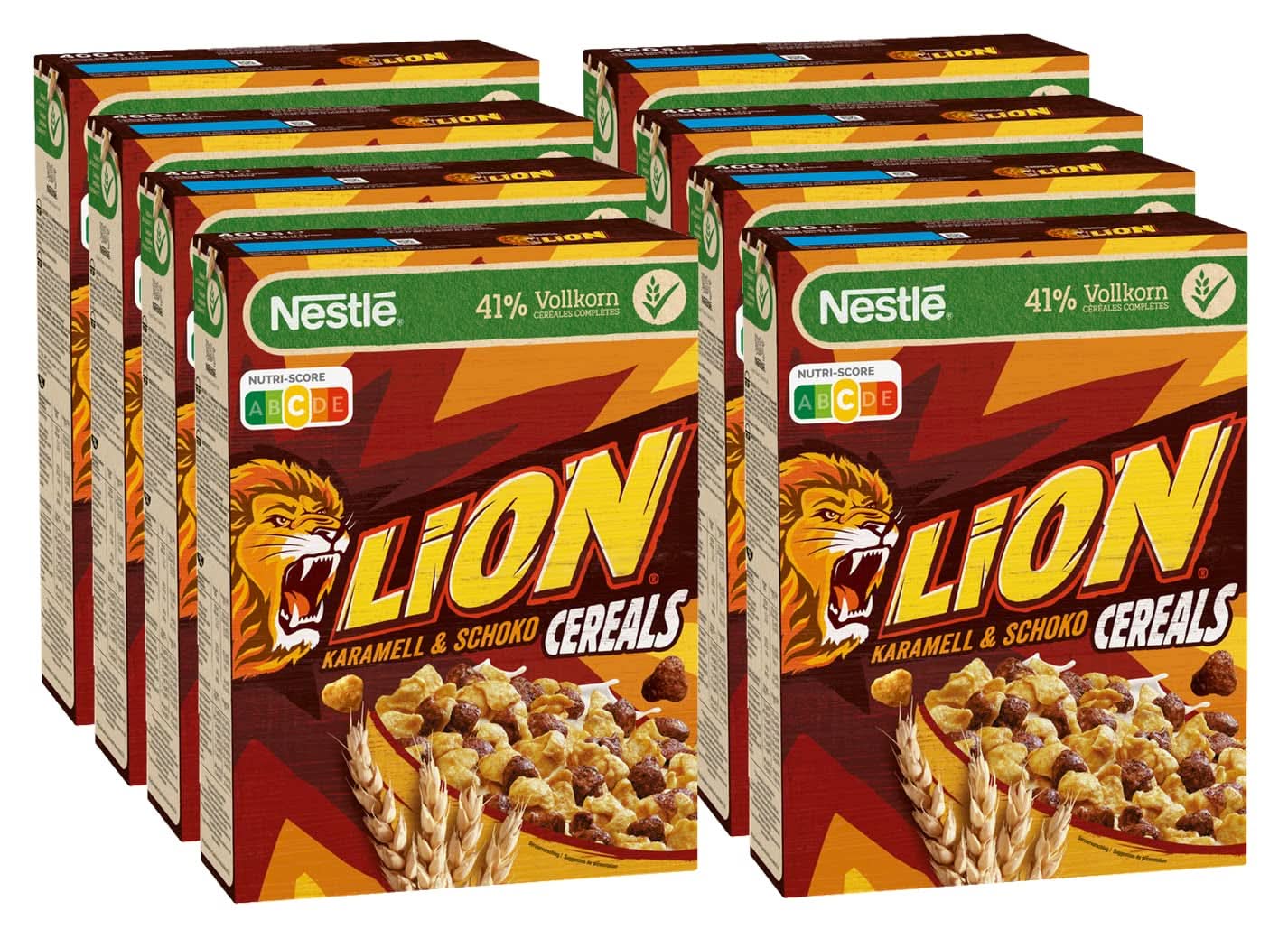 Cereal LION, Cereal choklad med kola och 41% fullkornsmjöl, förpackning 8 x 400 gram Cereal Naty Shop