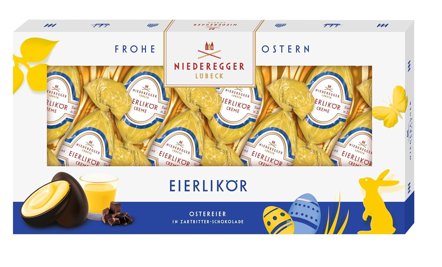 Niederegger | Chokladägg | Ägglikör | 1 x 100g | Mörk choklad överdragna äggnog påskägg | Påskägg | påskgåva