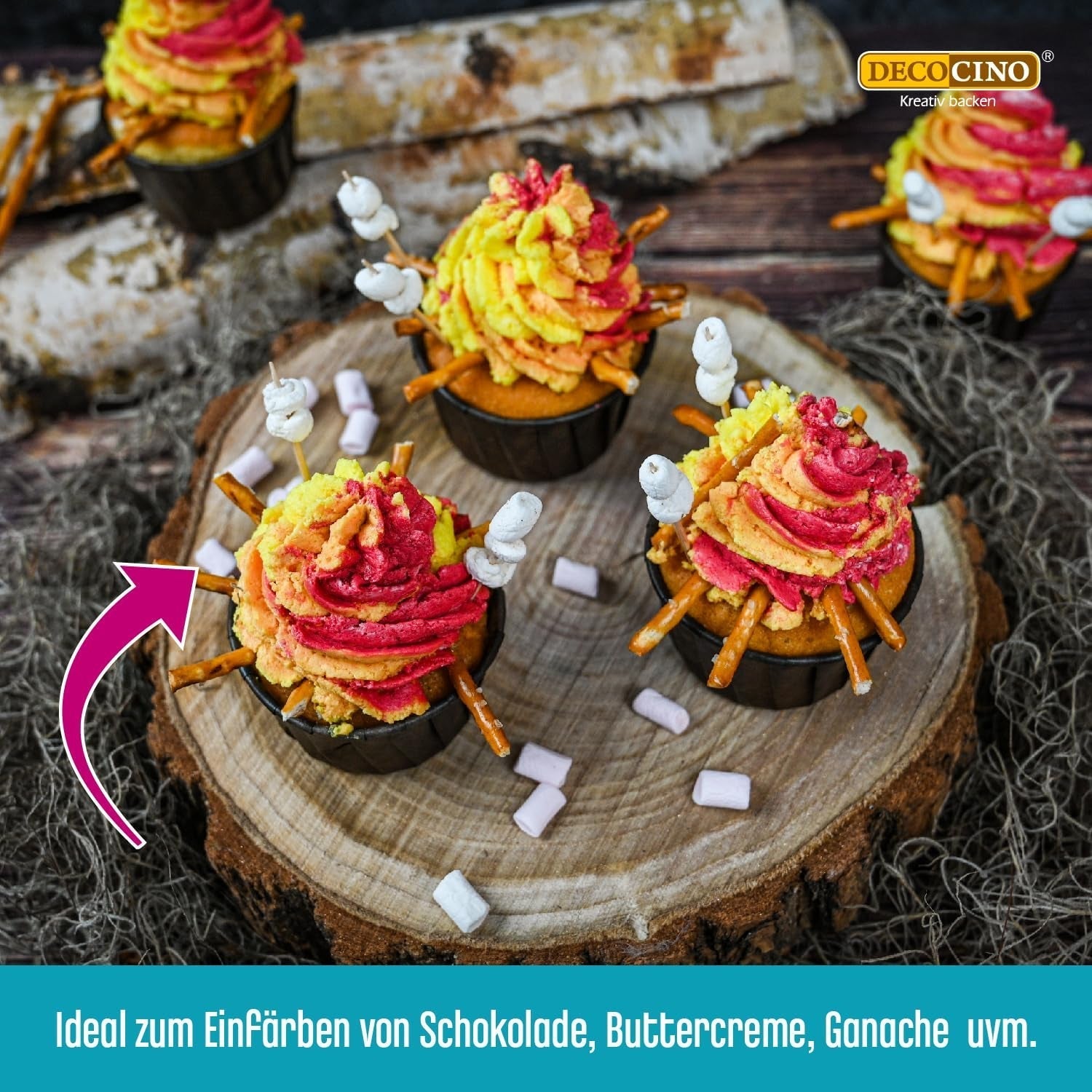 DECOCINO Gul fettlöslig färgpasta - 15 g - Oljebaserad matfärg, idealisk för färgning av choklad, smörkräm, fondant eller kakdeg