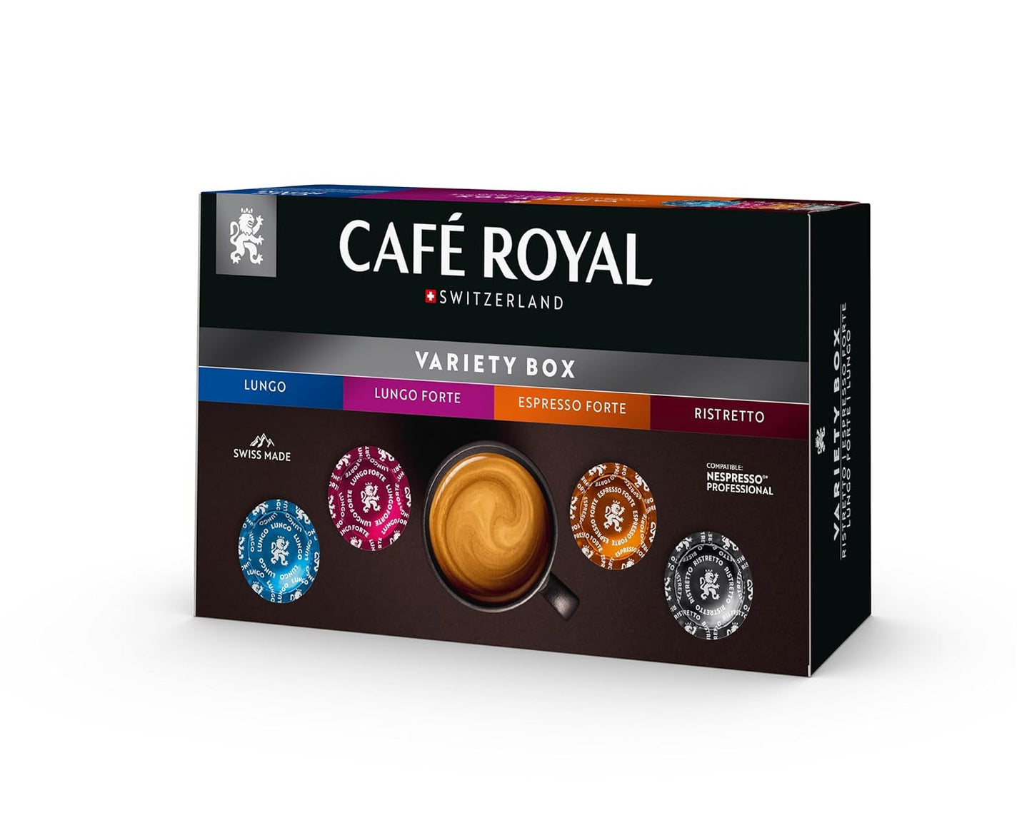 Café Royal Professional Pads, Variety Box, 40 Nespresso (R) Professional-kompatibla pads för kontor och gastronomi, Rainforest Alliance zertifiziert, 100 Prozent Arabica Kaffee