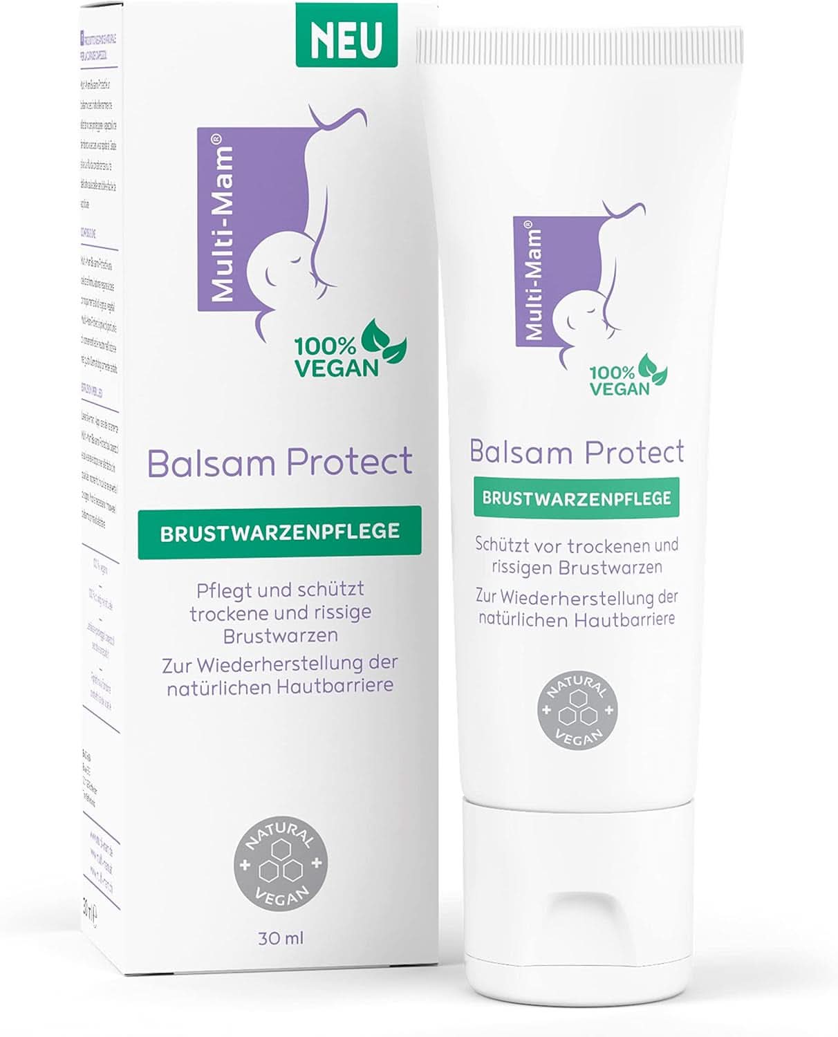 Multi-Mam Balsam Protect Beruhigt Und Schützt Trockene Und Rissige Brustwarzen While Und Vor Der Stillzeit, Brustwarzencreme Stillen, 30 Ml Tube Accessories Mat och Amning Bebe Naty Shop