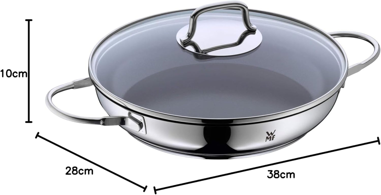 WMF Devil induktionsgryta 26 cm med glaslock, Cromargan-belagt rostfritt stål, keramisk beläggning, ugnssäker kastruller och stekpannor Naty Shop