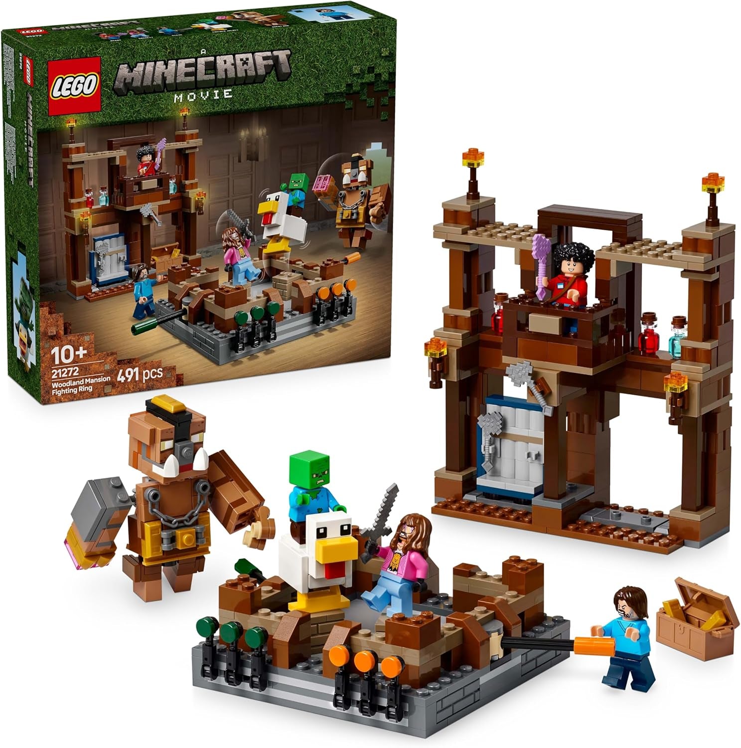 LEGO Minecraft Forest Manor med boxningsring - gamerset med zombies och Oberborst - interaktiv byggleksak med utrustning och banor - present till pojkar och flickor 10+ - 21272 Byggset Besuche den LEGO-Store Standardtitel
