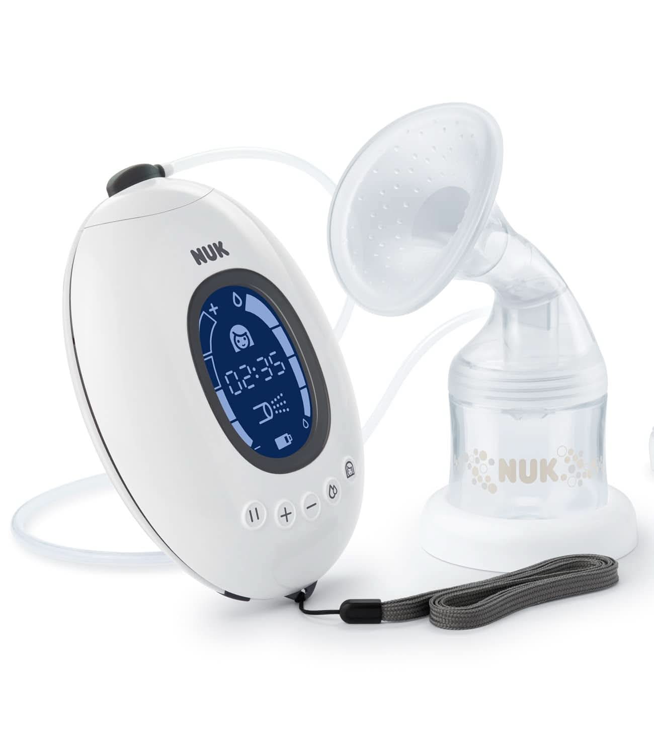 NUK Nature Sense dubbel elektrisk bröstpump | Med batteri, LCD display 2X behållare för bröstmjölk på 150 ml Tillbehör Mat och Amning Bebe Naty Shop Bröstpump