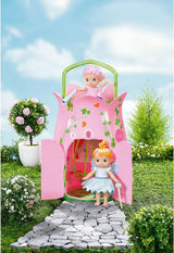 BABY Born Storybook Cottage, hopfällbart dockhus för 18 cm dockor med bord, öppen spis, schäslong och teleskop, rosa grön, 833803 Zapf Creation Dollhouses Naty Shop