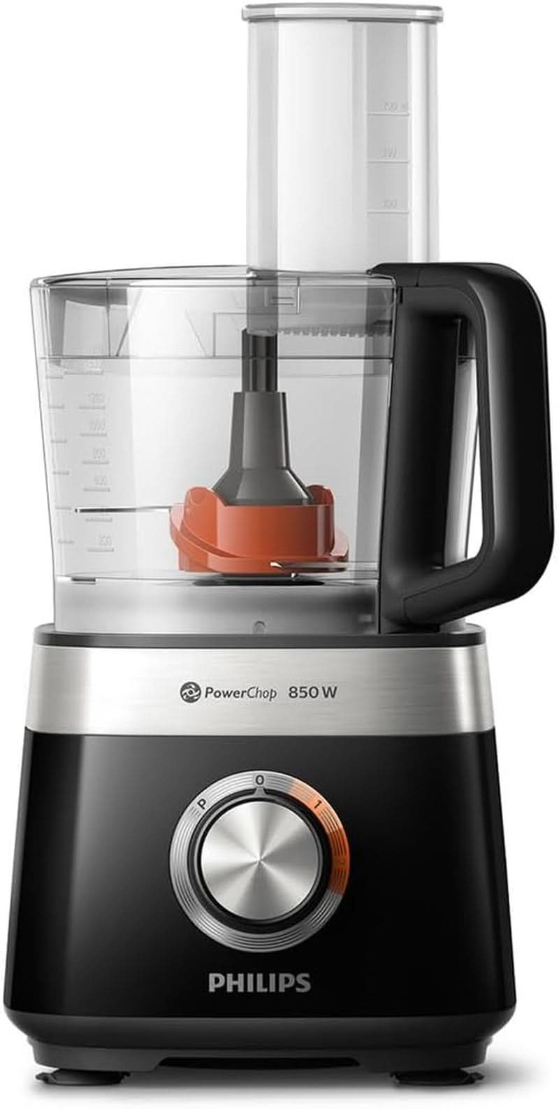 Philips Kompakte Küchenmaschine – 850W, 31 funktioner, 2,1-liters-behållare, Powerchop, Edelstahlklinge (HR7530/10) Kitchen Naty Shop 850 Watt, 29 funktioner + Standmixeraufsatz