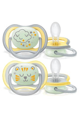Philips AVENT Ultra Air Nattnapp för spädbarn 18+ månader Glow in the Dark Twin Pack Cloud/Tiger (modell SCF376/01)