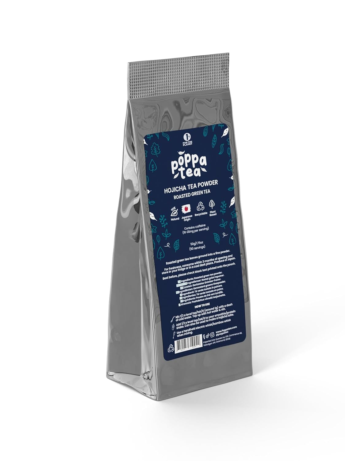 Poppatea Hojicha tepulver - rostat grönt te (50g refillpåse)