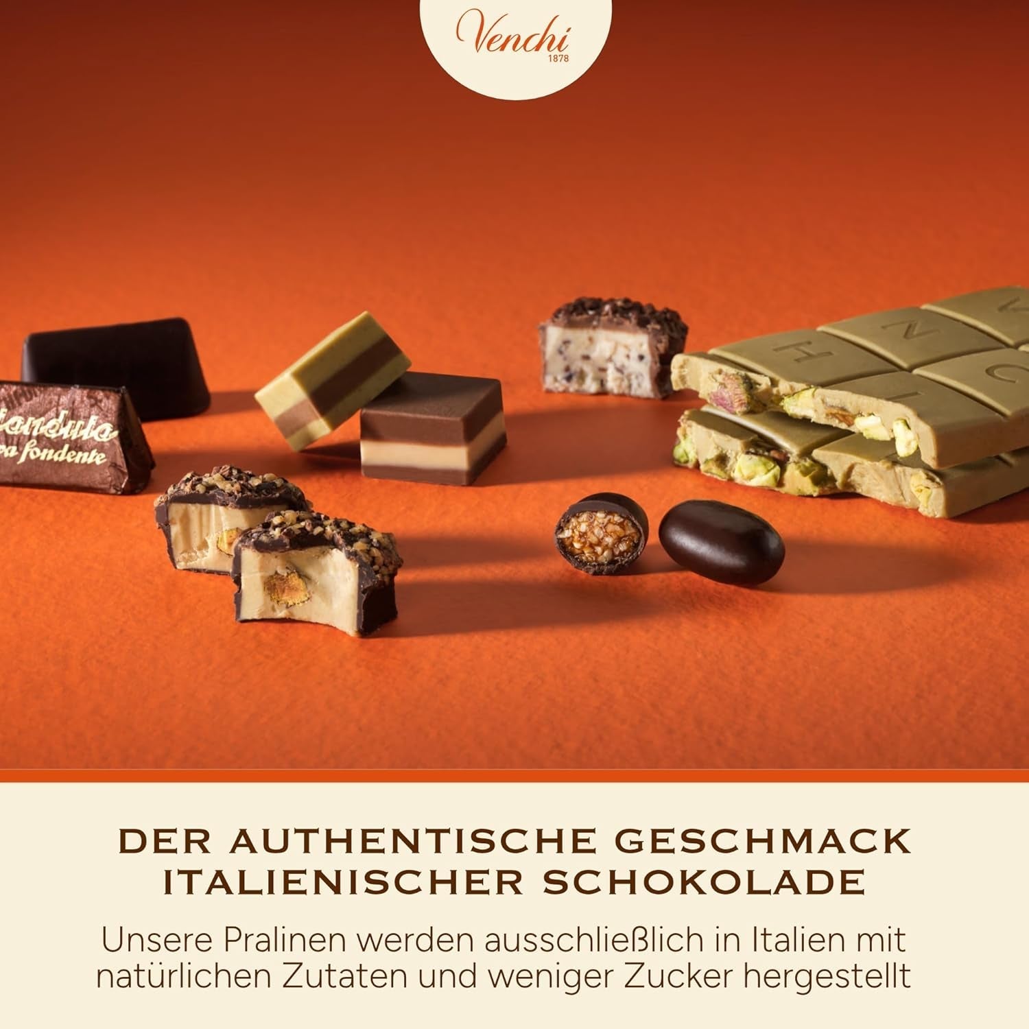 Venchi - Cremini 1878 - Trelagers choklad med gianduja med mjölk och mandelmassa, "Piemontese Hazelnuts PGI", 1 kg, glutenfri, utan färgämnen och utan konserveringsmedel