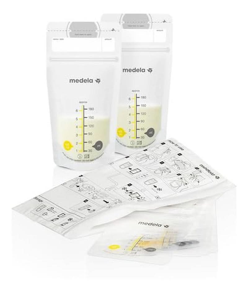 Medela bröstmjölksförvaringspåsar 25 st, ca. 200 ml, vit (spansk version) Mat och amningstillbehör Bebe Naty Shop