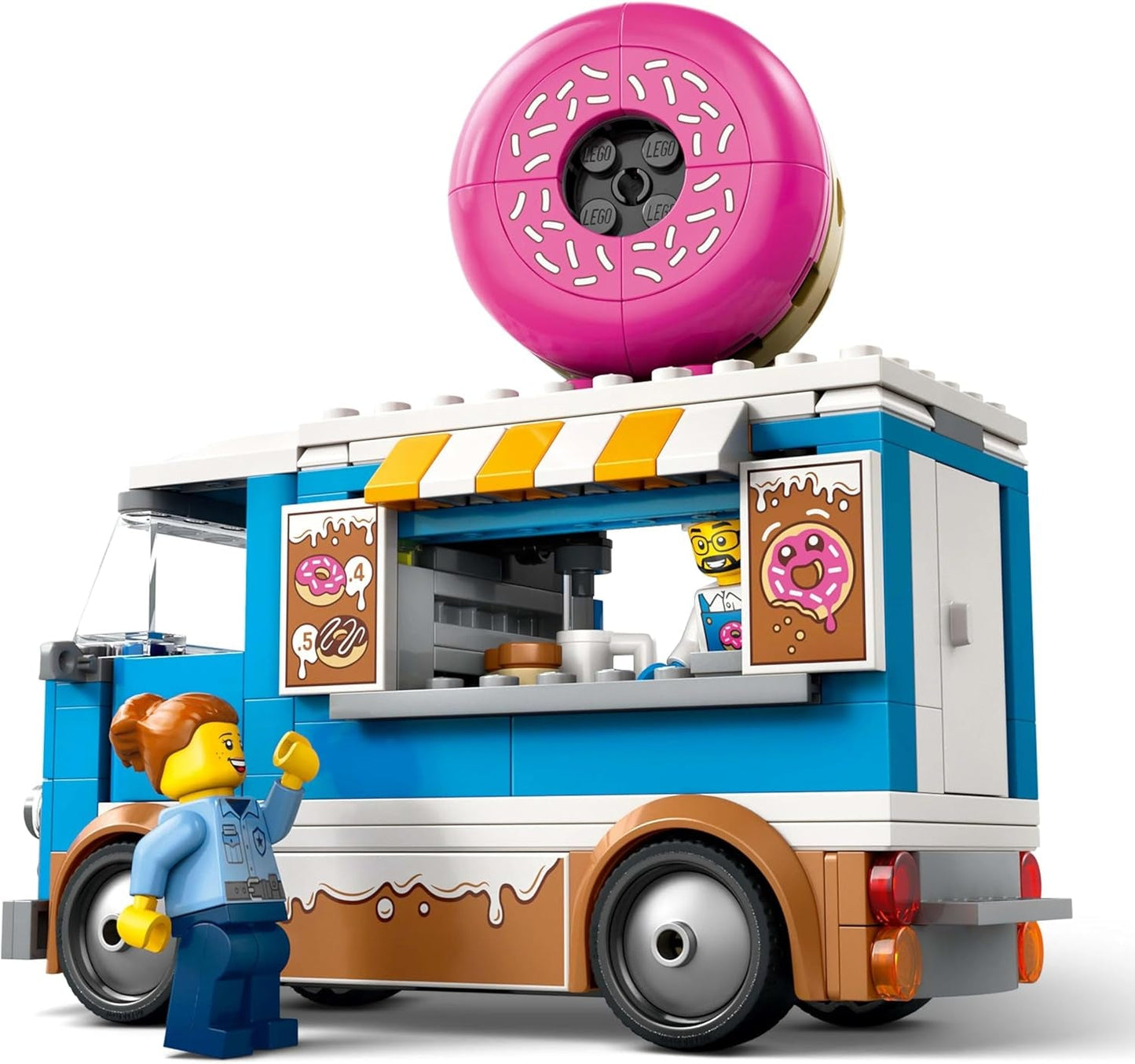 LEGO City Donut Truck - Leksaksmatbil med 2 polisminifigurer - Byggleksak för pojkar och flickor i åldern 5+ - Födelsedags- och semesterpresentidé 60452 Byggset Besuche den LEGO-Store