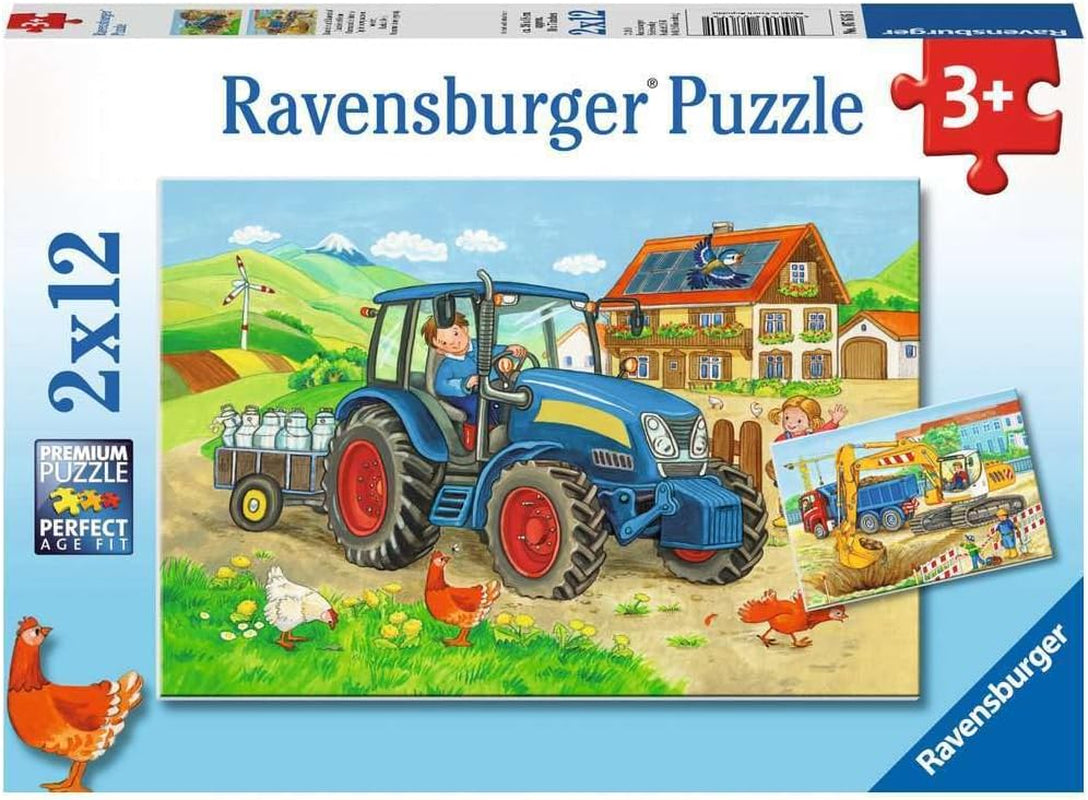 Ravensburger Pussel för barn - 07616 Byggplats och gård - Pussel för 3+ 2X12 bitar Naty Shop Single