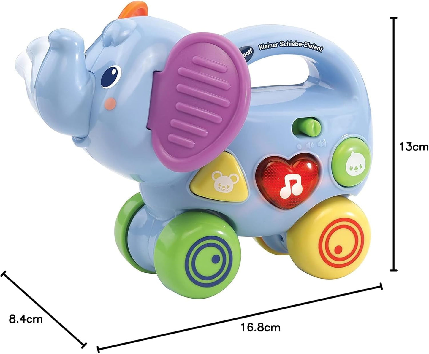 Vtech Baby Little Pushing Elephant - Interaktiv push and play leksak - Med sånger, melodier, meningar och ljud - För barn i åldern 6-36 månader Baby Toys Naty Shop
