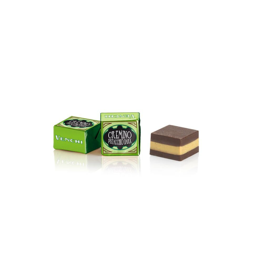 Venchi – Cremino mörk choklad med pistage, praliner i 1 kg påse, med mörk choklad och hel pistage, glutenfri, färgfri och fri från konserveringsmedel