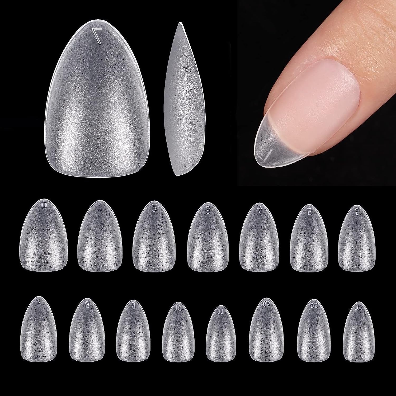 Btartbox Extra Short Almond Nail Tips - Full Cover Gel X Soft XS Gel Nail Tips - Pre-Shaped Semi-Matte For Wide Nails Salon 320 Stk