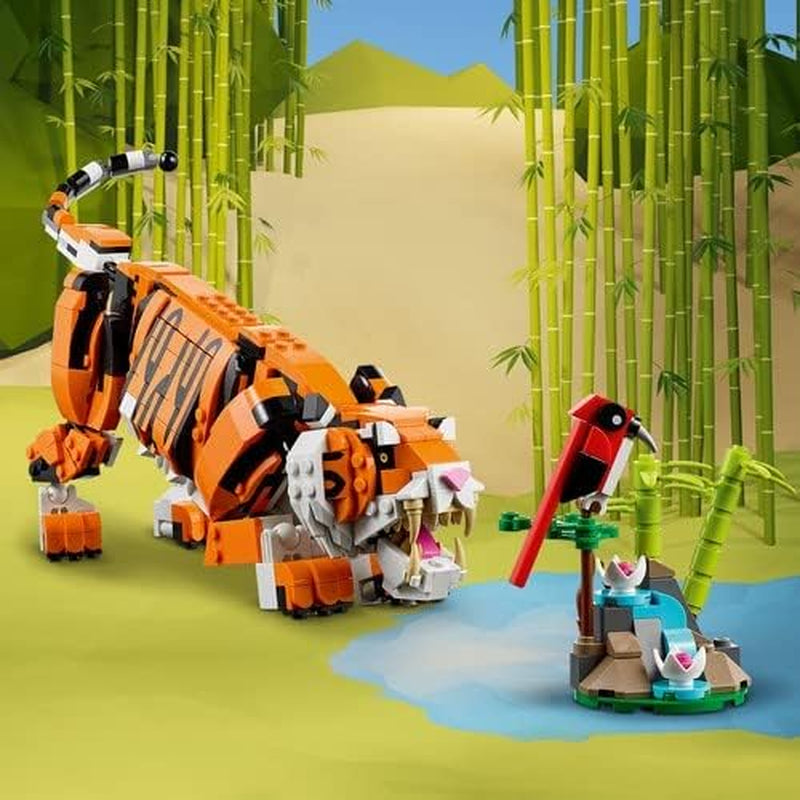 LEGO 31129 Creator Majestic Tiger, Panda eller Fish 3-i-1 djurfigursset leksak för barn Pojkar och flickor Byggset för djurbyggande leksak Besuche den LEGO-Store