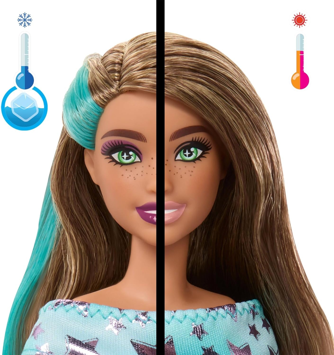 Barbie-festdocka oförpackad och tillbehör Födelsedagshusdjursserie 10 stjärnset för överraskningsfest inklusive färgskiftande effekt & tårtdekorationer JFG72