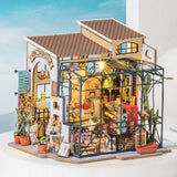 Robotime DG145 Rolife Emily's Flower Shop Miniatyr dockhus Tillverkat av trä, metall, tyg och kartong, Mått: 22 X 15 X 17 Cm, Naty Shop dockhus