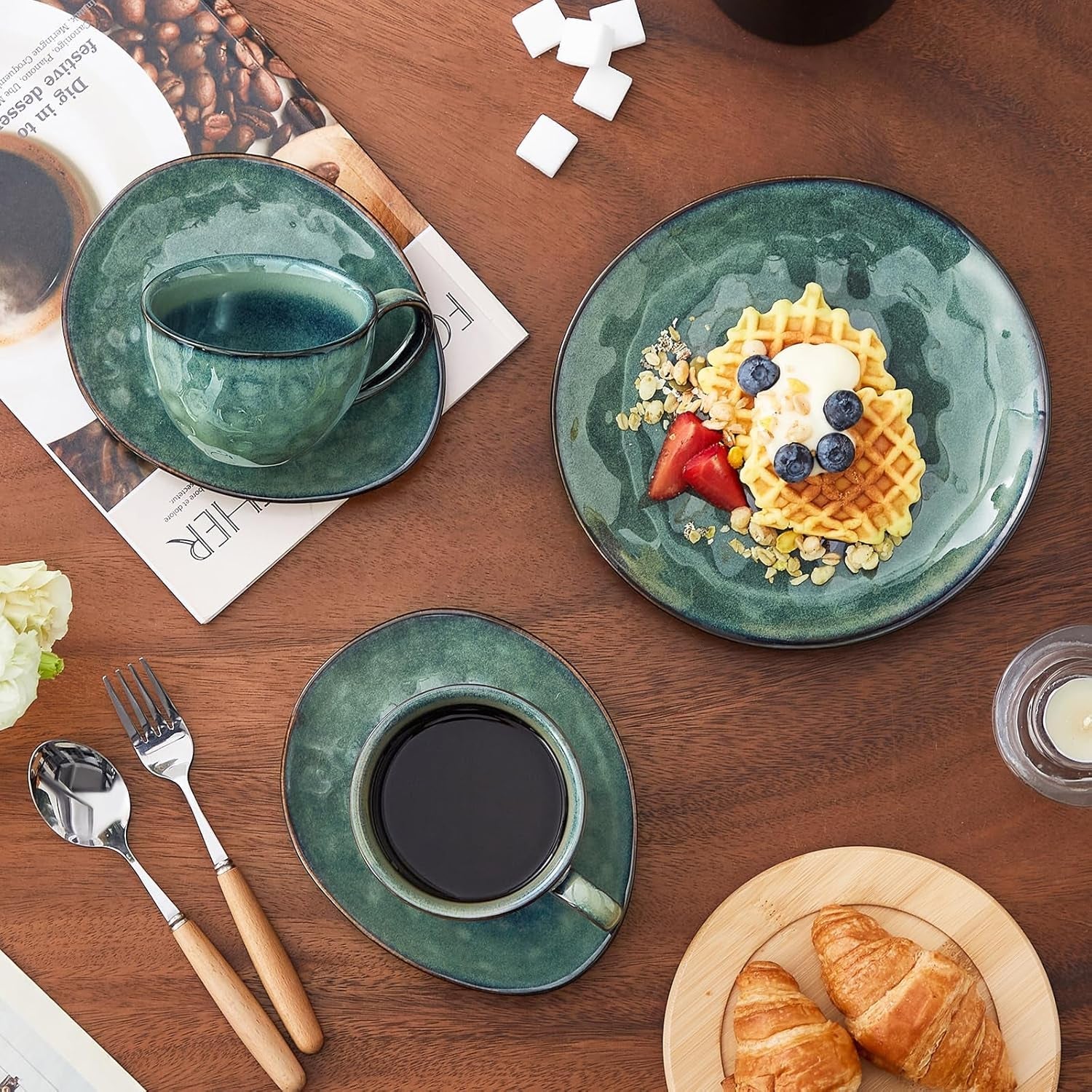 Vancasso Kaffeservice i stengods STARRY 12-delat kaffeset för 4 Inkluderar kaffekoppar och fat Vintage Look