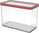 Rotho Loftset med 5 förvaringsburkar med lock, olika storlekar, matplast (PP) BPA-fri, transparent/röd, (21,4 x 21,4 x 23,5 cm) Matförvaringslådor Naty Shop 2,1 L rektangulär