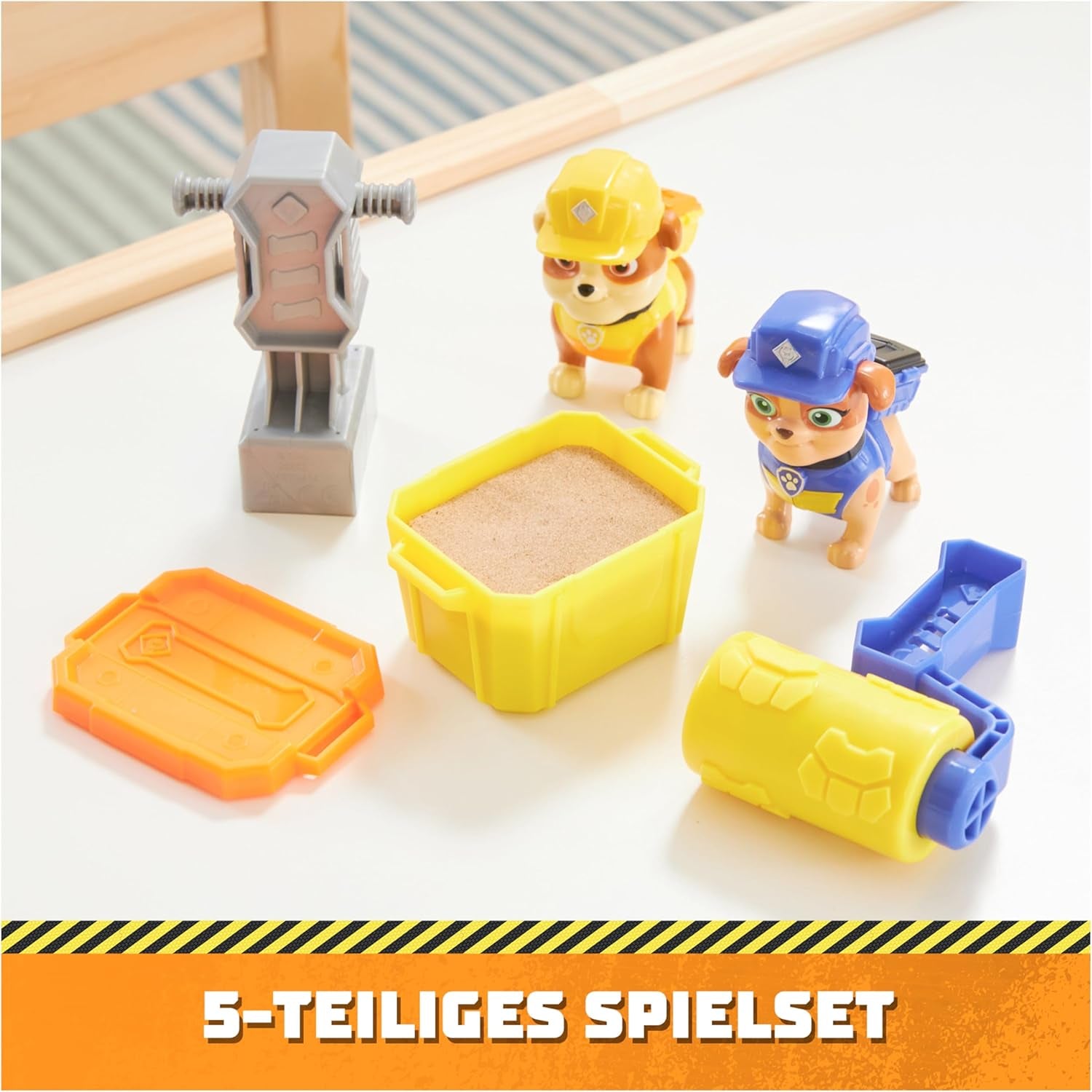 Rubble & Crew - Rubble & Mix Figur Action Figurer Set, 2 Byggleksaker och 85G Kinetic Byggsand, Leksak Lämplig för Barn 3 år och uppåt Action Figurer Naty Shop
