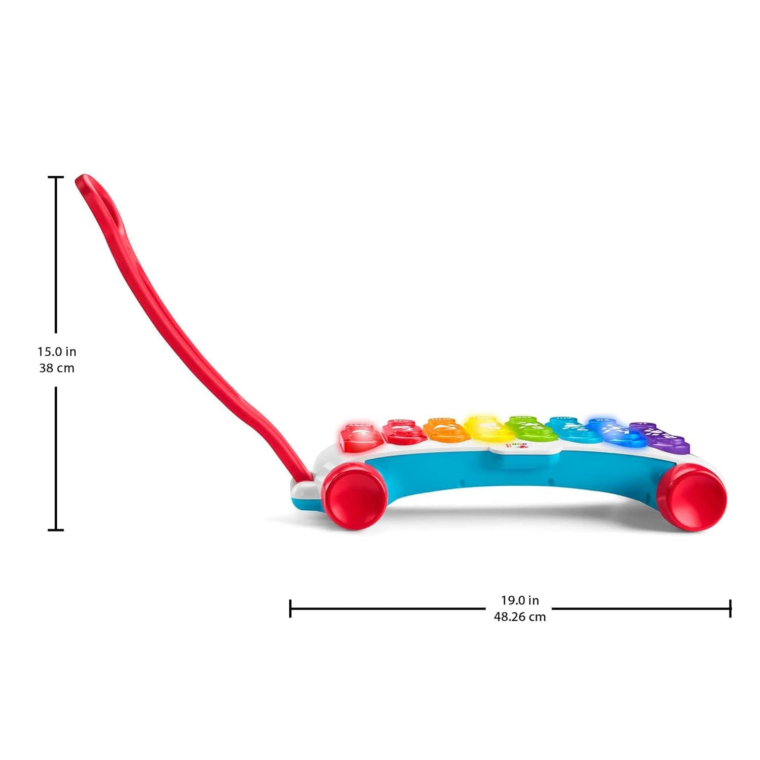 Fisher-Price Light-up jättexylofon - elektroniskt musikinstrument att dra med i sånger med lärande innehåll, för barn, småbarn från 9 månader, flerfärgad, version: franska, HJK40 Jucarii Bebe Naty Shop