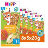 HiPP Lynx havrebars med persikor, från 1 år, 8 x (5x20g)