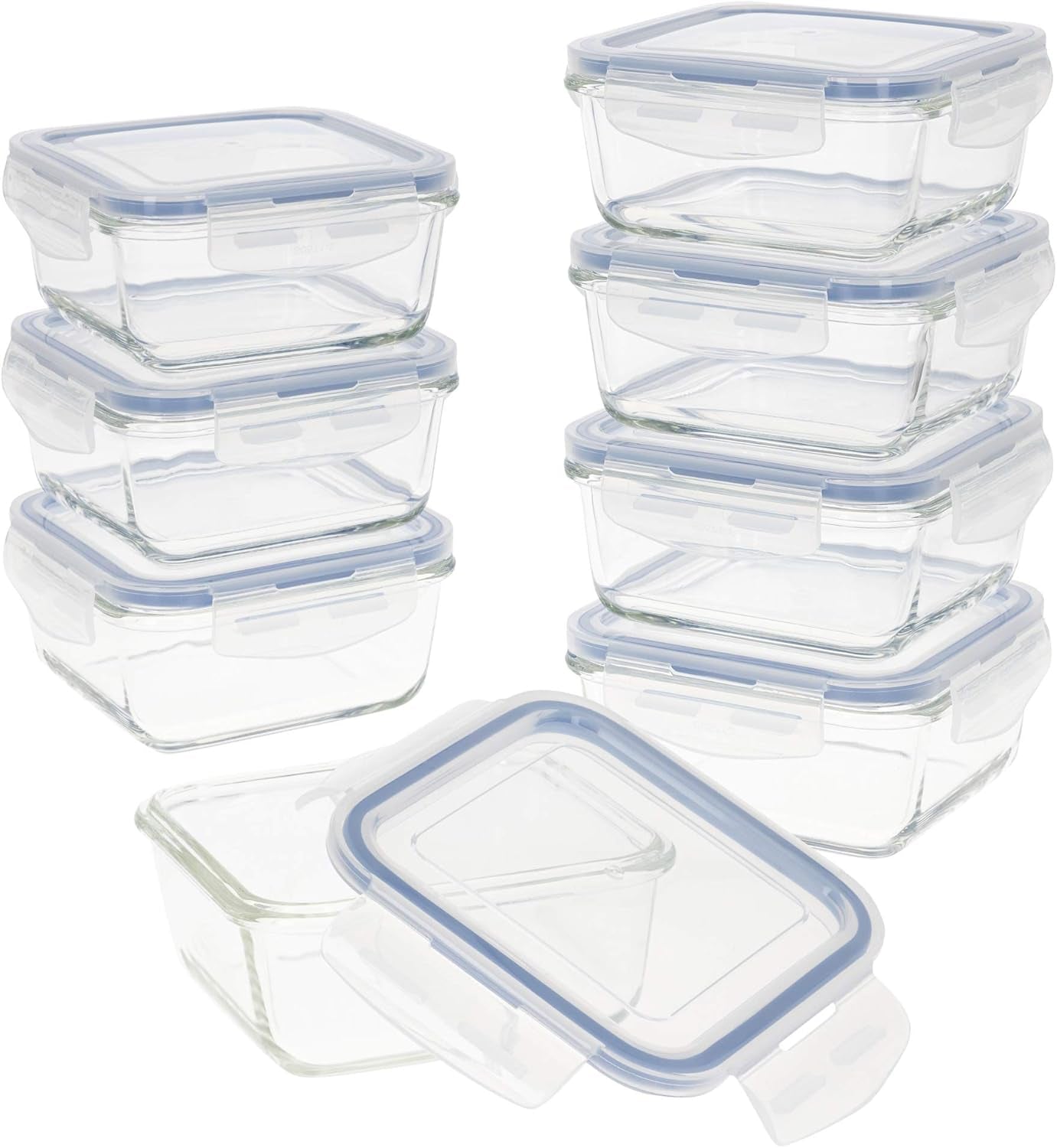 Max Home 8-pack glas lufttäta behållare Mikrovågsglas Lunchlåda Återförslutningsbara matbehållare 550 ml klara lock Matbehållare (16538) Naty Shop Matförvaringslådor Standardtitel