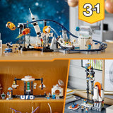 LEGO 31142 Creator 3-i-1 Space Rollercoaster Toy Kit för barn med vagnar, konverteras till ett frittfallstorn eller karusell med raketer och glödande klossar Byggset Besuche den LEGO-Store