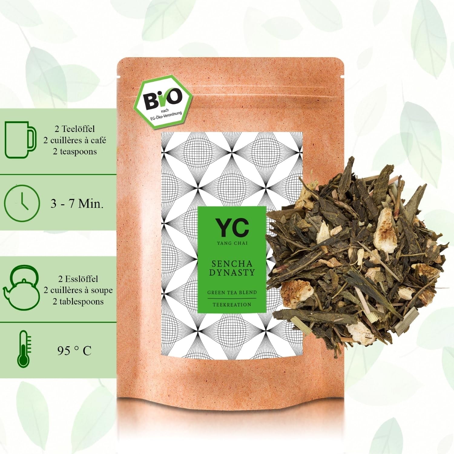 YC Yang Chai Sencha Green Tea BIO 250G - Japanskt löst te med bergamottsmak - Original japanskt grönt te "Sencha Dynasty" från kontrollerad organisk odling