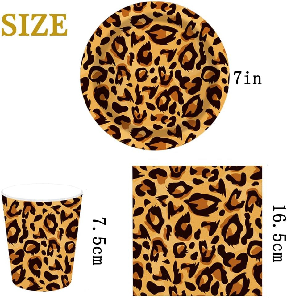Leopardmönster Party Geschirr Kindergeburtstag Deko Geburtstag Party Geschirr Dschungel Pappteller Becher Servietten Babyparty Tischdeko Set
