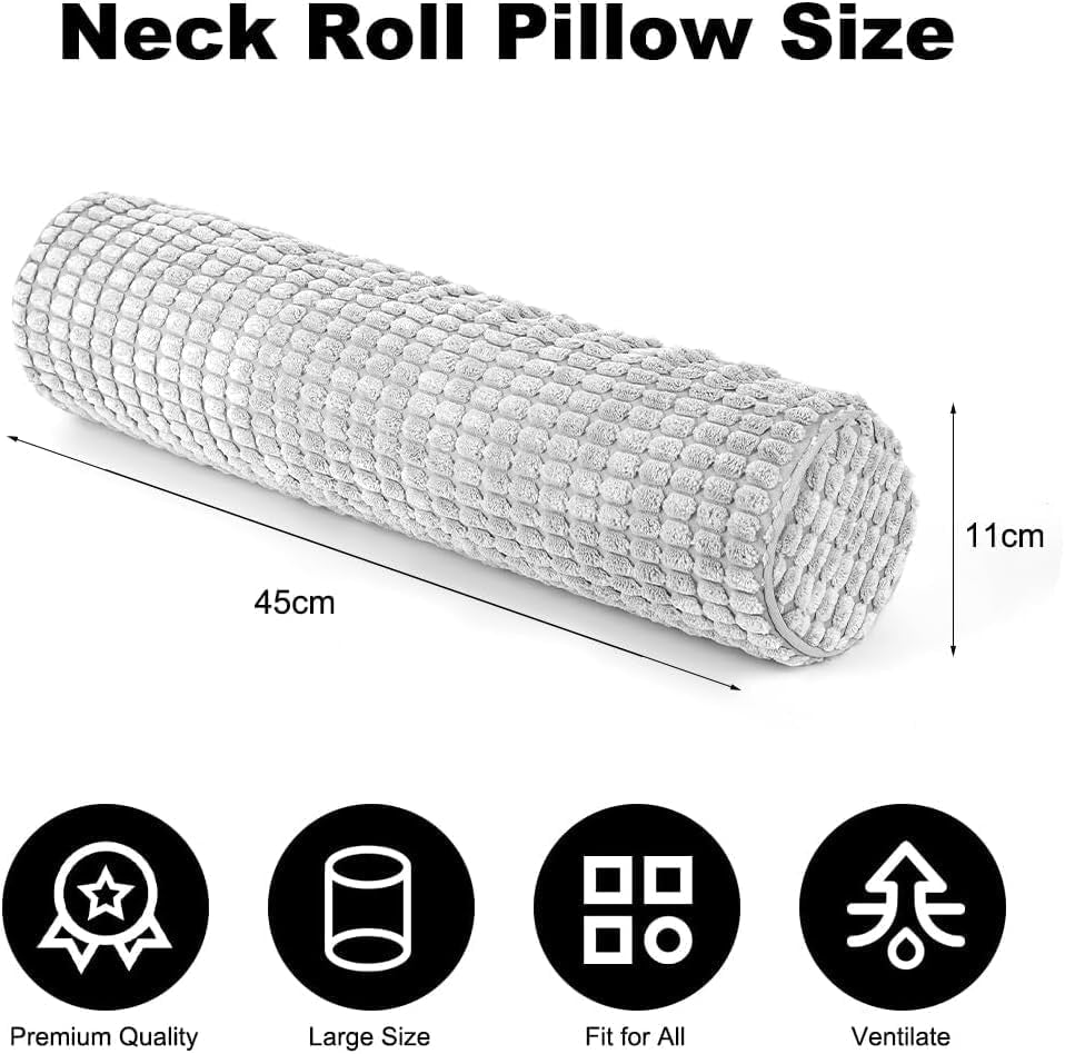 Nackrulle med överdrag, 11X45 cm resekudde med minnesskum, fläcktvättbar plysch nackkudde för smärtlindring i nacken, nackkudde för hem, kontor, resor Yoga rundcylinder cervikala ortopediska kuddar Naty Shop