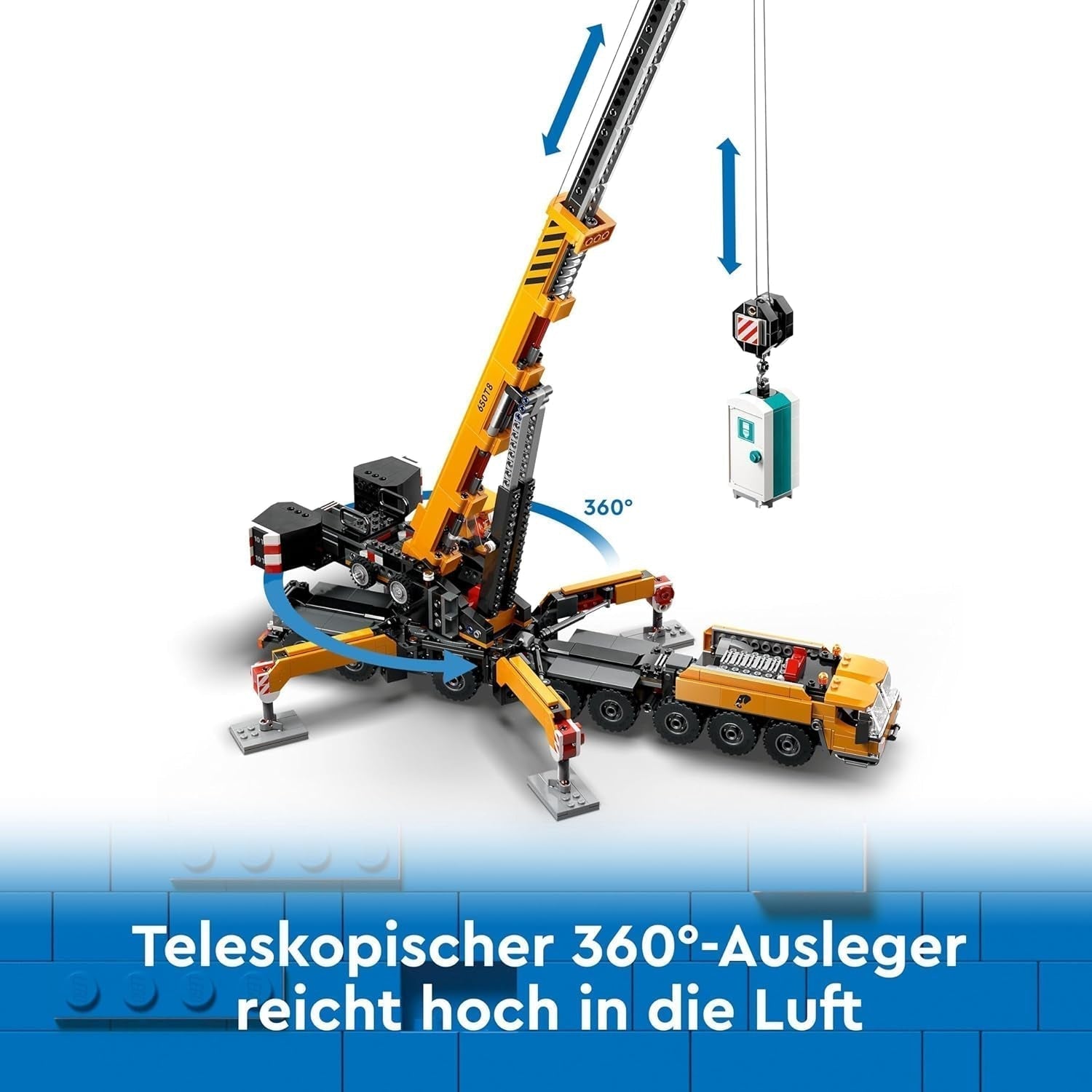 LEGO City Mobil byggkran Byggleksak för pojkar och flickor Kreativa barn Present Lång förlängbar arm 4 Minifigurer för byggnadsarbetare för rollspel 60409 Byggset Besuche den LEGO-Store