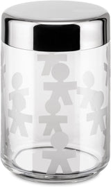 Alessi AKK37 GIROTONDO Imprint Köksburk i glas med förseglat lock i rostfritt stål, L 21,6 cm, H 10,5 cm Matförvaringslådor Naty Shop B 21,6 cm, H 10,5 cm